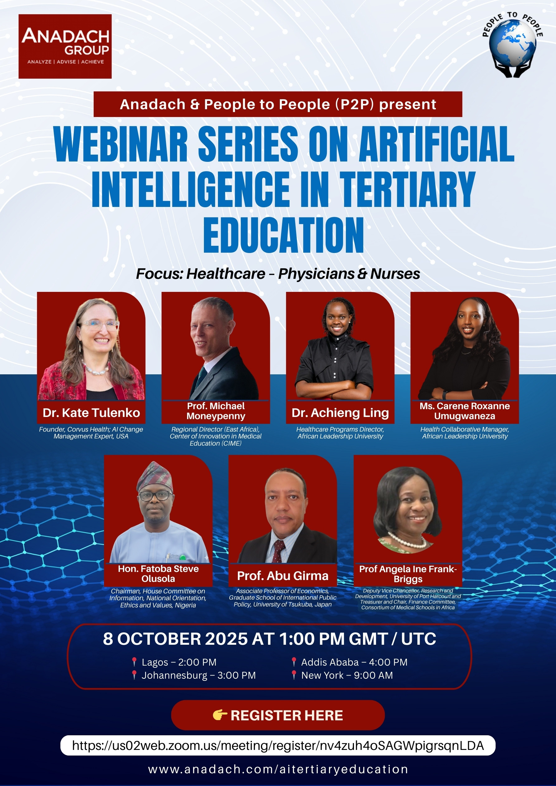 🌍 Join us for a groundbreaking Webinar Series on Artificial Intelligence in Tertiary Education, with a focus on Healthcare for Physicians & Nurses!